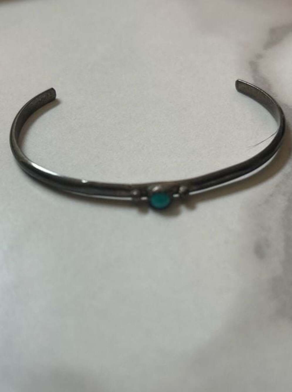 Vintage Native American Sterling Silver Turquoise Cuff Bracelet